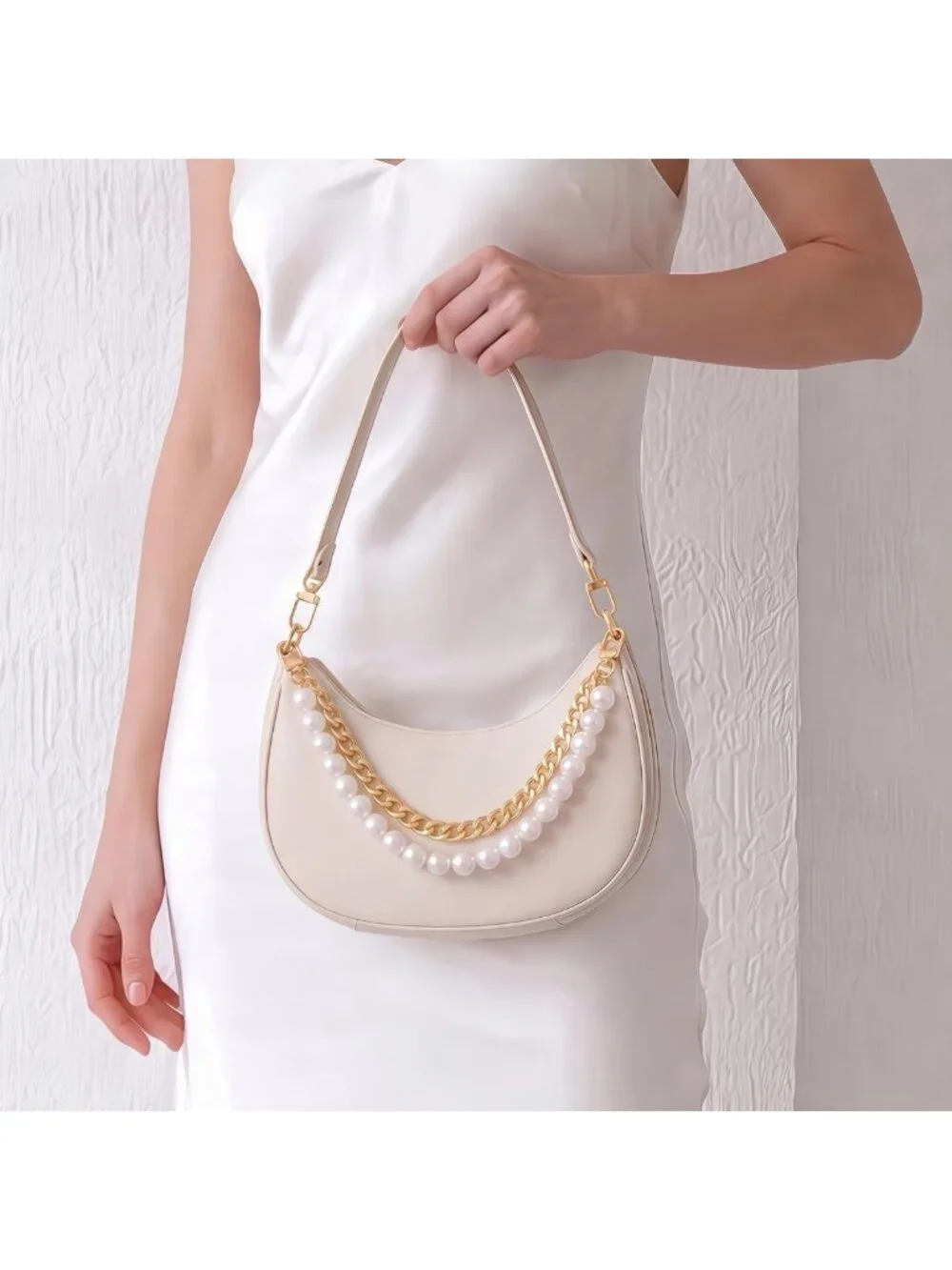 Chic Pearl Purse Charm with Gold Chain Straps | Leopard, Heart & Bow Designs